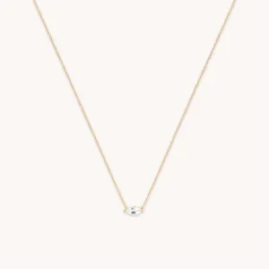 White Topaz Marquise Necklace in Solid Gold