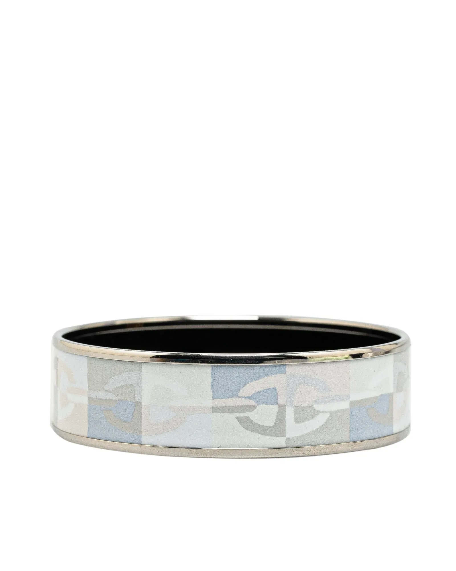 Wide Enamel Chaine dAncre Bangle with Palladium-Plated Body