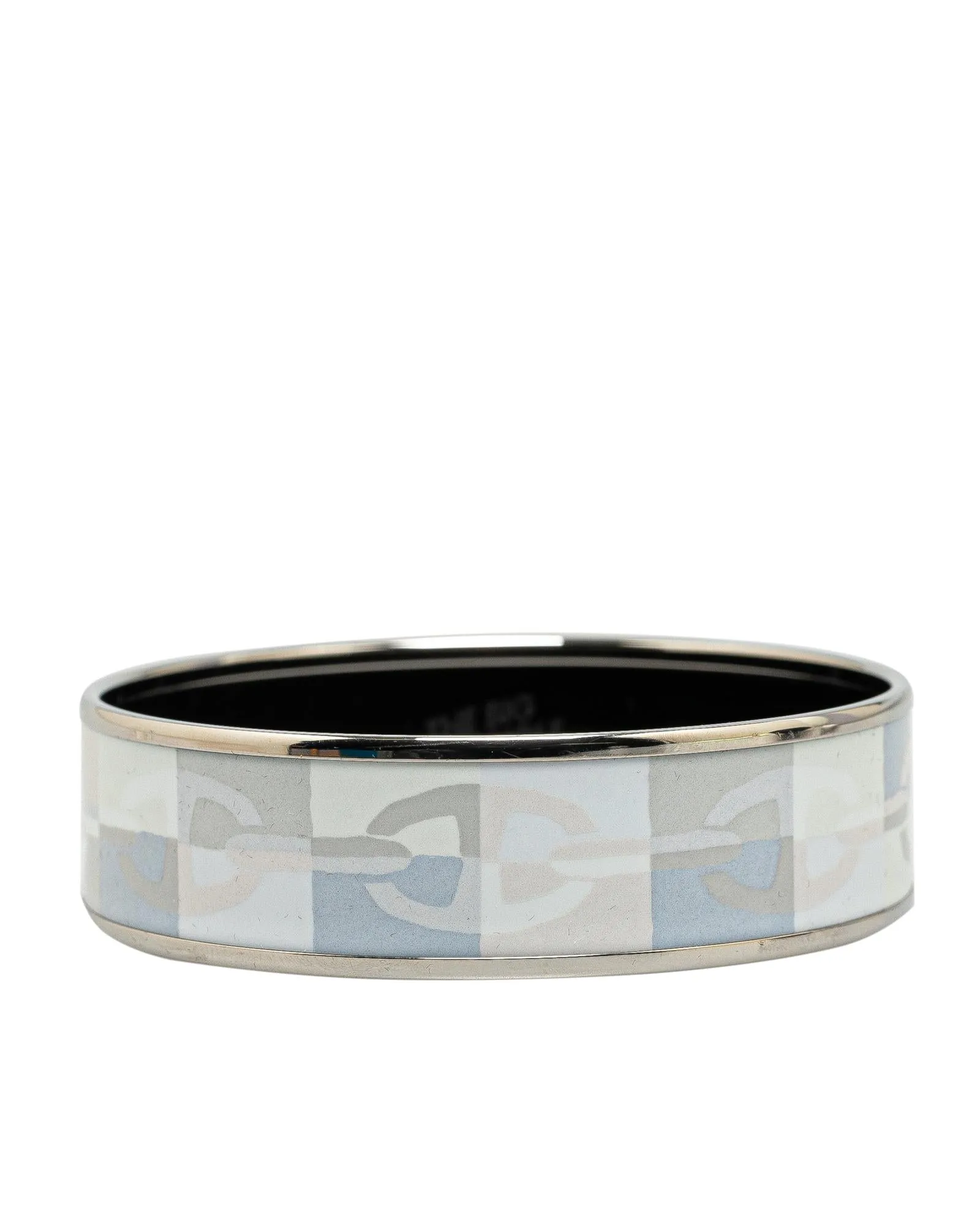 Wide Enamel Chaine dAncre Bangle with Palladium-Plated Body