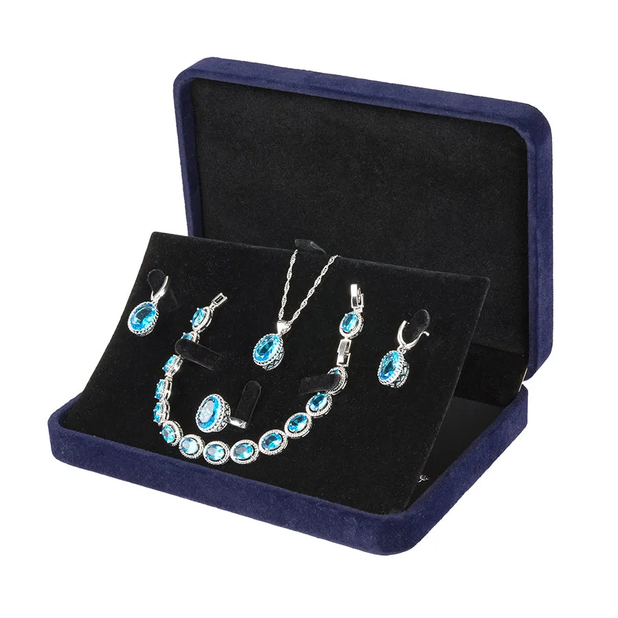 Womens 4 Pcs Jewelry Set, Created Topaz Oval Stones, Plus Sizes Available