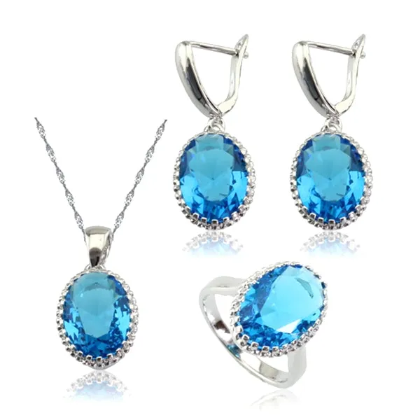 Womens 4 Pcs Jewelry Set, Created Topaz Oval Stones, Plus Sizes Available